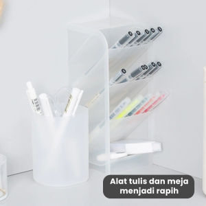 Mainland Rak Pen Holder 4 Layer Grid Tempat Pulpen Alat Tulis Remot Kosmetik Meja Desk Organizer Dekstop Stationery HRM329