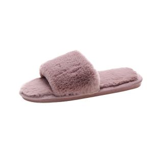 Cotton haired womens slippers womens indoor home short haired cute velvet flat bottom indoor home anti-skid slippers