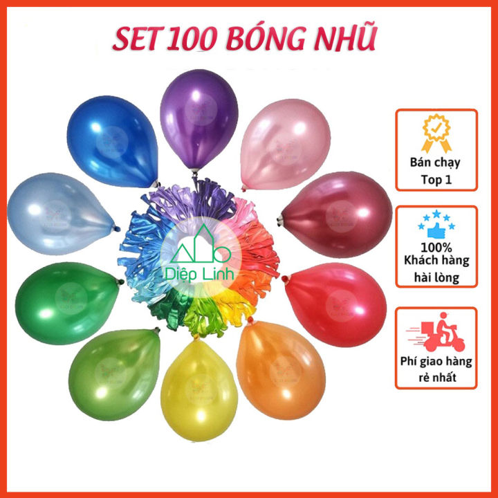 Sỉ 100 bong bóng nhũ size lớn 10 inch - bong bóng trang trí sinh nhật ...