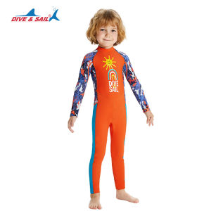 Childrens Long-Sleeve Sun-Boys Swimwear for Older Kids Training Swimming Quick-Dry Hot Spring Suit UPF50+