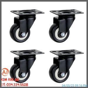 Combo 4 bánh xe đẩy hàng đường kính 4cm viền đen pu cao cấp bánh xe tủ bảo ôn bánh xe loa kéo bánh xe thùng đồ...