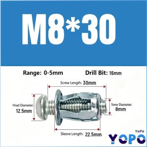 YoPo Petal Expansion Lock Nuts Metal Skin Rivet Nut Hardware Fastening Kit Expansion Screw 10Pcs/bag