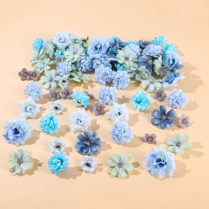 LUMINOU 50Pcs DIY Faux Flower Heads Silk Multicolor Fake Peony Daisy Rose Flowers High Quality Artificial Flowers Heads Home Decoration