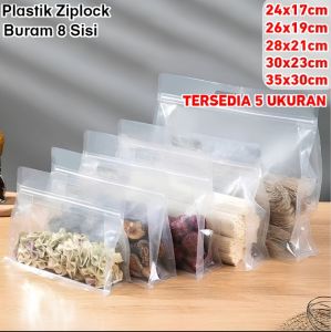 Standing Pouch Ziplock Handle Pouch Frosted Doff / Plastik Klip Ziplock 8 Sisi Buram Dengan Pegangan Pouch Kantong Makanan