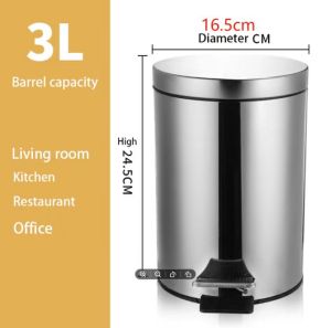 3L/5L/8L/12L stainless steel trash cans. When you step on the lid it has a slow lowering function