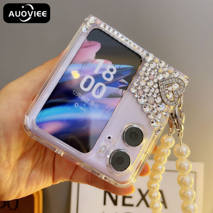 AUOVIEE Bling Crystal Rhinestone Diamond Case for OPPO Find N2 Flip ...