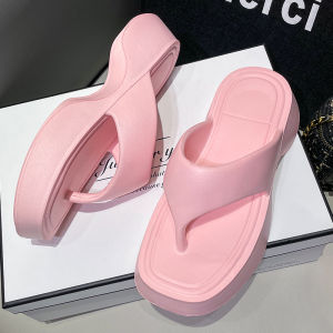Free Shipping Thick-Soled Slippers EVA Non-Slip Flip-Flops Wedge-Heeled Slippers Popular For Outdoor Wear In Summer