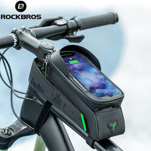 ROCKBROS Bike Frame Bag Waterproof 5.8/6.5 inch Big Capacity Touch Screen MTB Phone Bag Adjustable Bicycle Top Tube Bag Bike Accessories