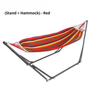 Full Set Portable Rainbow Hammock with Stand Outdoor Camping Swing Duyan Heavy Duty Hammock Includes Shelf and Storage Bag