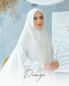 Gamis Premium Syari Terbaru Putih Hitam Lebaran Mewah Simple Dress Syari Daaniya by ZNR Muslimah