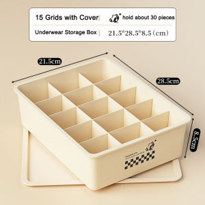 Allieuka Drawer Organizer Box Foldable Grid Storage Bin With Lid Stackable Large Capacity Tahan Lama Closet Rumah Tangga Socks Bra Undergarment