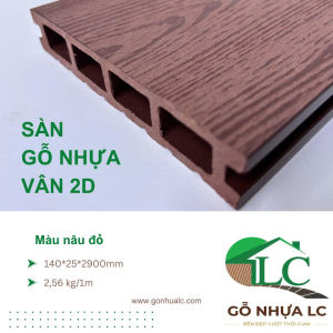 MÃ 140*25L-2D SÀN GỖ NHỰA VÂN 2D màu nâu đỏ LÓT SÀN HỒ BƠI LỐI ĐI SÂN VƯỜN SÀN NGOÀI TRỜI CHỊU MỌI THỜI TIẾT