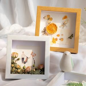 OKKFINE Wooden 3D Picture Frames Handmade Depth 3cm Home Decor Holder Specimen Display Display Box Rack for Artificial flowers