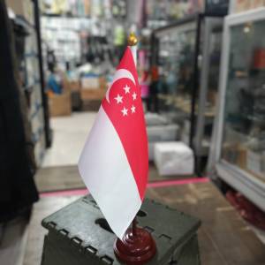 Premium Singapore Desk Flag with Stylish Desk Base for Home Decor by Tec40store