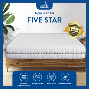 Nệm Lò Xo Túi Five Star TONYBED - BH 15 Năm Khung Lò Xo Bền Bỉ Nâng Đỡ Êm Ái - Có Rút Chân Không