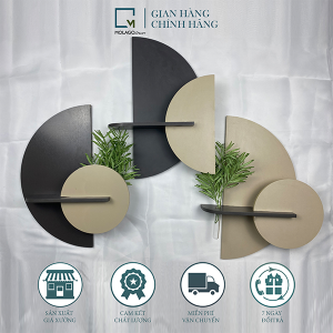 Kệ gỗ decor treo tường trang trí bàn học phòng khách phòng ngủ nhà bếp để sách không cần khoan Molago BA-D