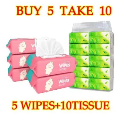 【Buy10Take10】20Pcs baby Organic Facial wipes and tissue bundle Combo Unscented tissue and wipes set