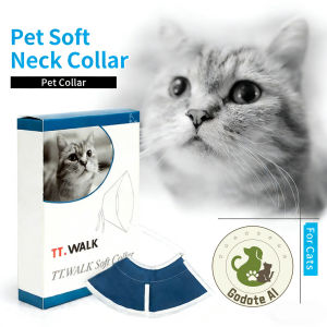 Godote Ai Elizabethan Cat Collar Soft Cloth Non-Woven Cat Neck Pet Headgear to Prevent Licking