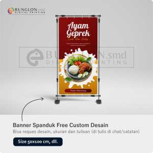 PRINT CETAK SPANDUK BANNER AYAM GEPREK WARNA MERAH KUNING FREE DESAIN