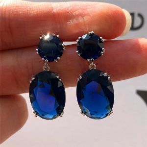 White Zircon Hollow Flower Round Earrings Female Luxury Rainbow Crystal Hoop Earring Vintage Jewellery Blue Color Studs Earrings