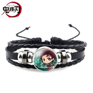 clu Demon slayer Bracelets Weave Leather Peripheral creativity Kamado Tanjirou sign Anime Fashion Men Women Bracelet ulc