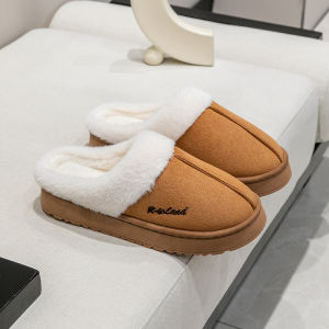 Free Shipping Autumn And Winter WomenS Plush Embroidered Snow Slippers With Thick Soles Fleece Lining Non-Slip Warm Suitable For Indoor And Outdoor Wear Fashionable Style