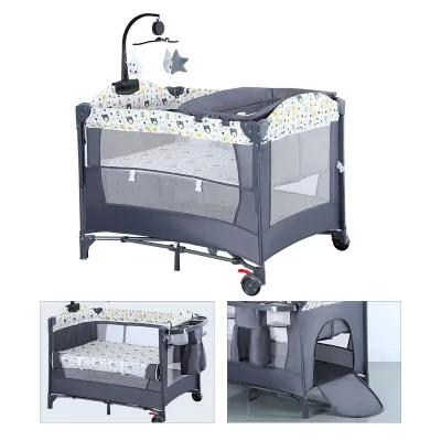 [SG SELLER] COCOBABY Multifunctional Double-deck Rollaway Play Bed Playards Playpen Portable Baby Cribs Travel Folding Newborn Infant Kids Sleep Bed Installation free with Diaper changing table/Toy rack
