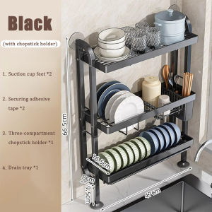 Drain Rack Narrow Kitchen Sink Drain Rack Multi-layer Dish Drain Rack Multi-Functional Dish Drainer Narrow Edge Chopsticks Modern Simplicity Design No Punching With Drip Tray