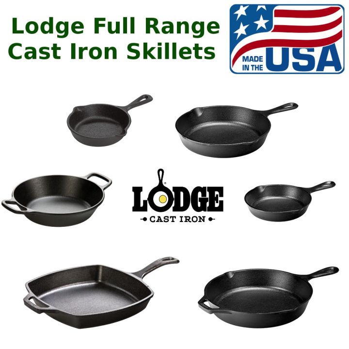 Lodge Cast Iron Skillet Full Range 3.5 to 10.25 inch Round