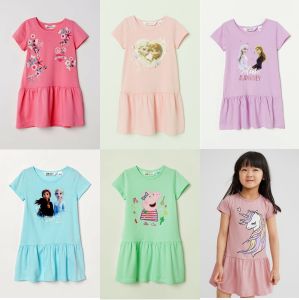 Váy HM ngắn tay 15-19kg (còn 2 váy) [Elsa Minnie Pony...] size 3-8 tuổi bé gái mẫu giáo cấp 1 (14-28kg)