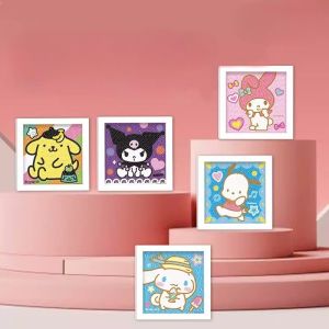 17 * 22CM DIY Diamond Painting Set Childrens Handicrafts Kuromi Sanrio Hello Kitty Anime Accessories Girl All Diamond Sticker Gift