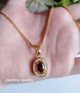 KALUNG GOLD FREE LIONTIN BATU MERAH MEWAH ELEGANT BERKILAU ANTI LUNTUR PERHIASAN XUPING IMPORT TREND TERBARU