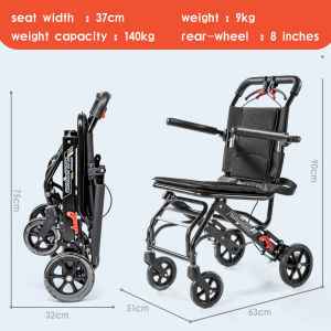 Lightweight and simple aluminum alloy folding wheelchair ultra-light travel trolley portable adult wheelchair aircraft wheelchair with pull rod