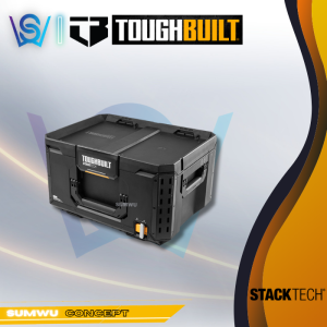 TOUGHBUILT STACKTECH Large Black Plastic/Metal Tool Box TB-B1-B-50 (54cm W x 30cm H x 40cm D)