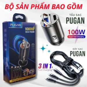 Tẩu sạc Pugan 100w và 120w tẩu sạc nhanh điện thoại và các thiết bị điện tử trên ô tô