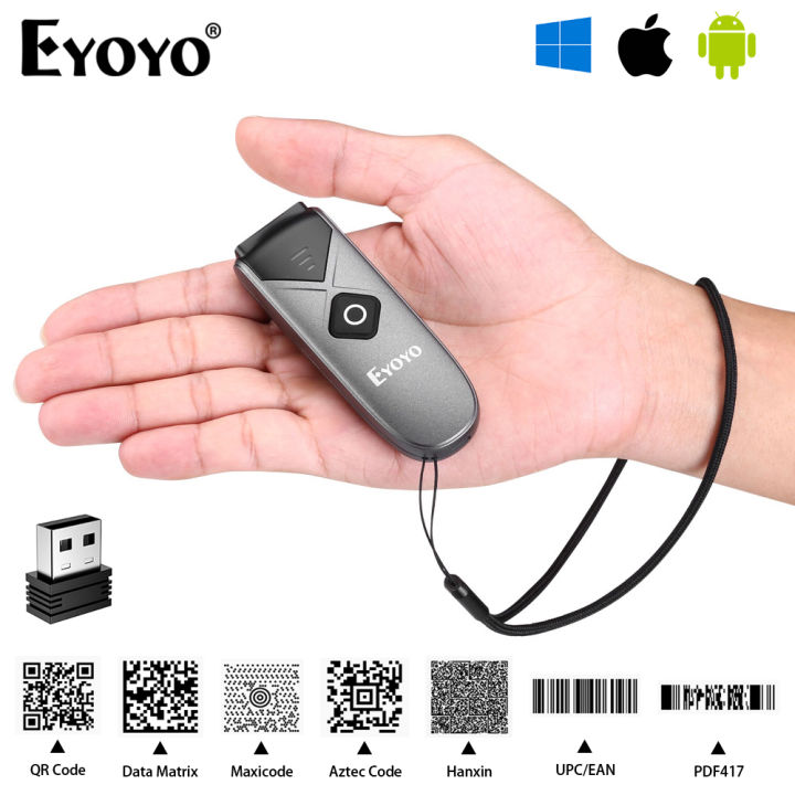 Eyoyo Mini Portable 1D 2D Bluetooth Barcode Scanner QR Code Screen ...