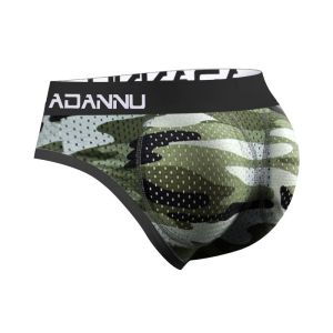 Mens Fake Ass Butt Lift Panties Seamless Buttock Pad Breathable Buttock Briefs Body Shaper Camouflage Mesh Detachable Cup Underwear  1PC
