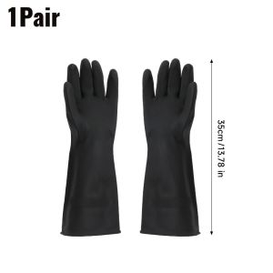 Long Heavy Duty Latex Gloves Waterproof Kitchen Cleaning Gloves Acid Alkali Resistant Rubber Gloves Thick Rubber Dishwashing Laundry Gloves Industry Garden Work Gloves