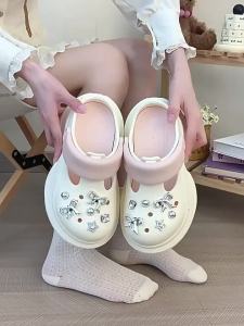 [Free Shipping] Non-Slip Thick-Soled Platform Clogs For Women 2026 Spring/Summer New Style Closed-Toe Half-Slipper Casual Beach Shoes