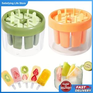 8 Grids Ice Cream Mold DIY Dessert Popsicle Moulds Tray Ice Cube Maker Homemade Tool Party Supplies Easy-Release Ice Molds