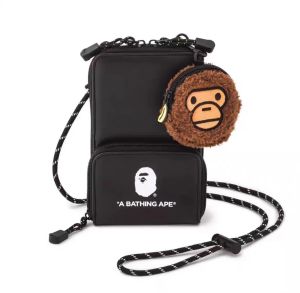Bape Kids Phone & Card Sling Bag with Milo Coin Purse Pouch Charm (Black Camo Green) 2023 Autumn / Winter Japanese Magazine GWP