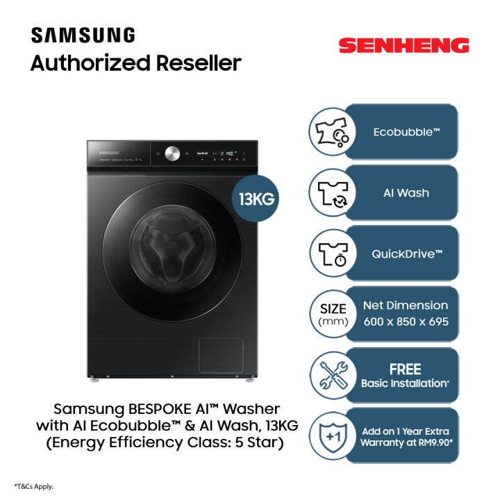 [Pre-Order] Samsung 13kg BESPOKE AI™ Washer WW13BB944DGBFQ With AI ...