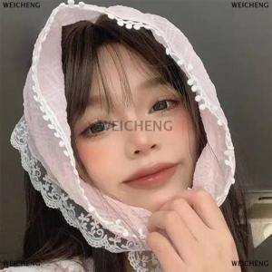 [COD] WEICHENG Korean Ins Lace Hair Scarf Women Triangle Hair Band Strap Hair Bag Headscarf Hat Travel Photo Kerchief Headband Accessories