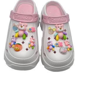 12Pcs/Set Crocs Jibbitz Charms Shoe Accessories 3D Cartoon Khaki Bear Pink Bear Shoe Buckle Decoration for Crocs