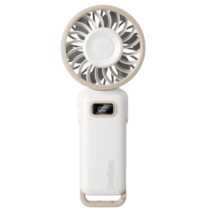 Diveblues 100-Speed Turbo Cooling Fan – Foldable Rechargeable Portable Neck & Desk Fan with Digital Display (3600mAh USB-C)