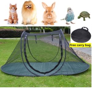 * Sg Seller*Automatic Open Pet Camping Tent Playpens Cage for Dogs Cats Birds Parrots Turtles Small Animal Indoor Outdoor Play Tent Shelter Breathable Reptiles Cage Playpen House