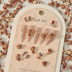 ZEEMIN 50g/bag Cartoon Tanning Hello Kitty Nail Charms 3D Cute Hawaii Black Skin Kitty Cat Nail Crafts Parts Resin DIY Nail Decoration