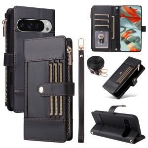 Shockproof Phone Case For Google Pixel 9 9A 9 Pro XL / Google Pixel 10 10 Pro XL Magnetic Leather Wallet Multi-Card Slot Flip Cover Casing