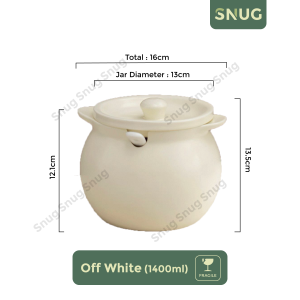 SNUG Ceramic Material Ins Style High Temperature Oil Pot With Lid Spoon Food Storage Seasoning Jar