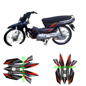 STIKER STRIPING LIS LES BODY MOTOR HONDA KIRANA 2005 WARNA FULL HITAM-MERAH